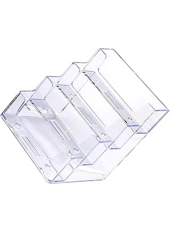 Acrylic Business Card Holder Stand with Four Grid Organizer Desktop Storage Case - Image 1