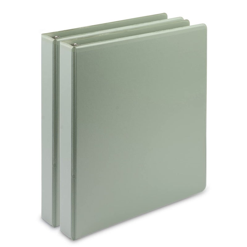 Samsill Plant-Based 1 Inch Durable D-Ring, View Binder, Eco-Friendly, USDA Certified Biobased, 2 Pack, Sage Green - Image 1