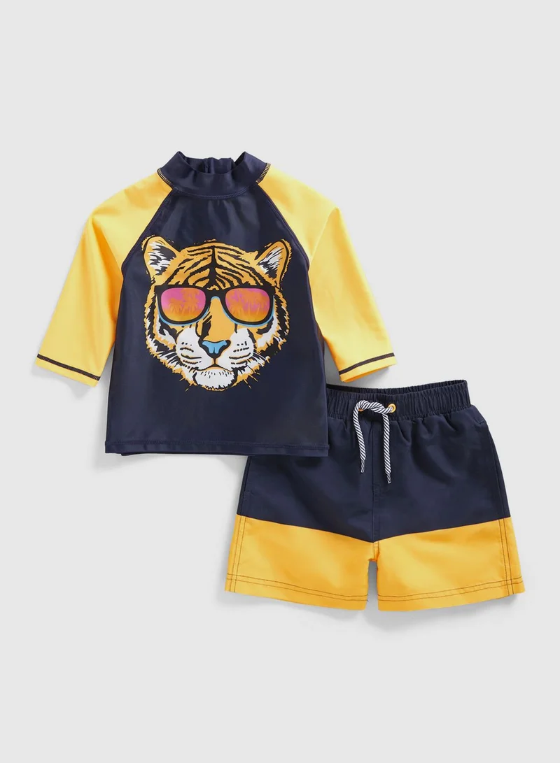 mothercare Tiger Sunsafe Rash Vest and Woven Shorts