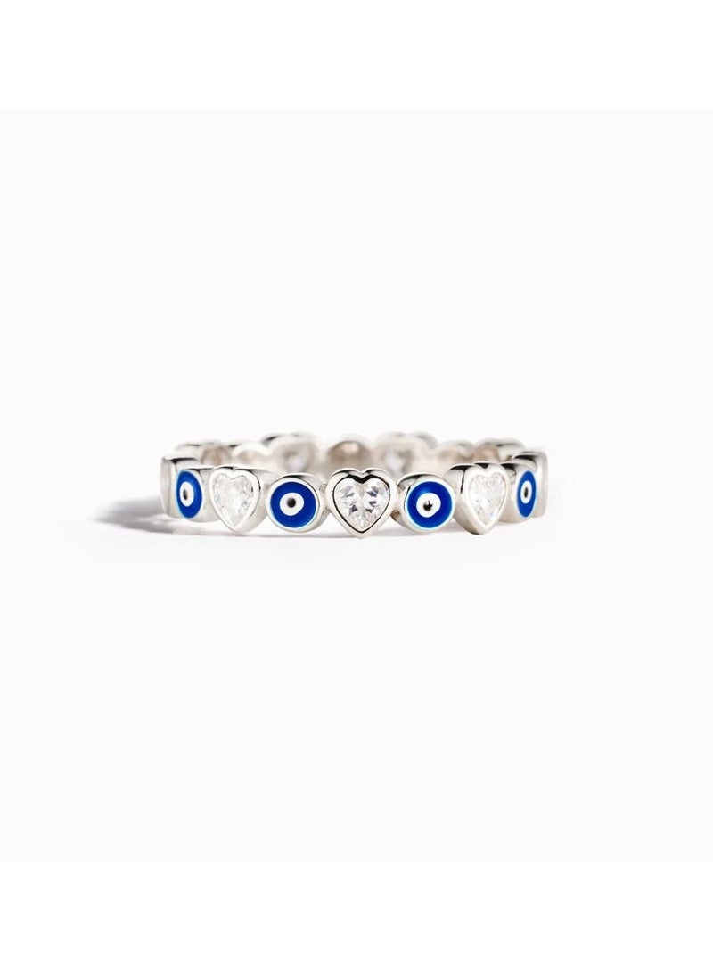 NIBEMINENT Women's Evil Eye Ring 925 Sterling Silver Cube Stackable Ring Jewelry Personality Fashion Birthday Gift - Image 1