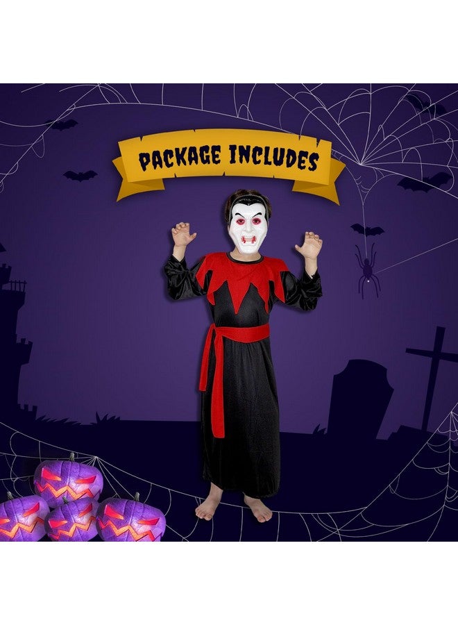 Kaku Fancy Dresses Kaku Fancy Dresses Polyester Vampire Dracula Gown Halloween Costume/California Costume - Black, 10-12 Years, For Boys - Image 2