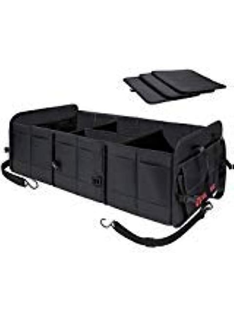 Multipurpose Car Trunk Organizer with Straps,Non-Slip Waterproof Bottom,Durable Collapsible Adjustable Compartments Cargo Storage,Upgraded Handle,AK-072