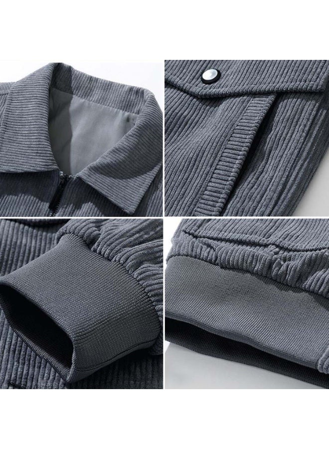 Autumn and Winter Casual Jacket Vintage Corduroy Lapel Coat - Green - Image 3