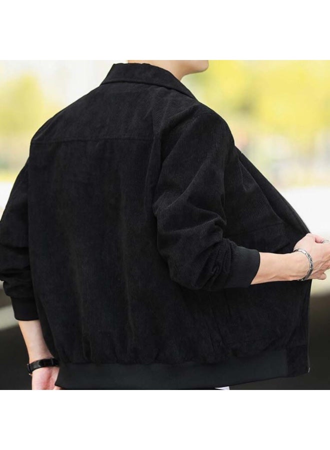 Autumn and Winter Casual Jacket Vintage Corduroy Lapel Coat - Green - Image 4