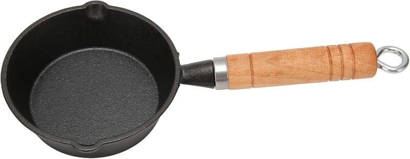 مقلاة من الحديد الزهر، سهلة الاستخدام للطهي الأكثر صحة، مع مقبض خشبي (13 * 4 سم) - Image 4