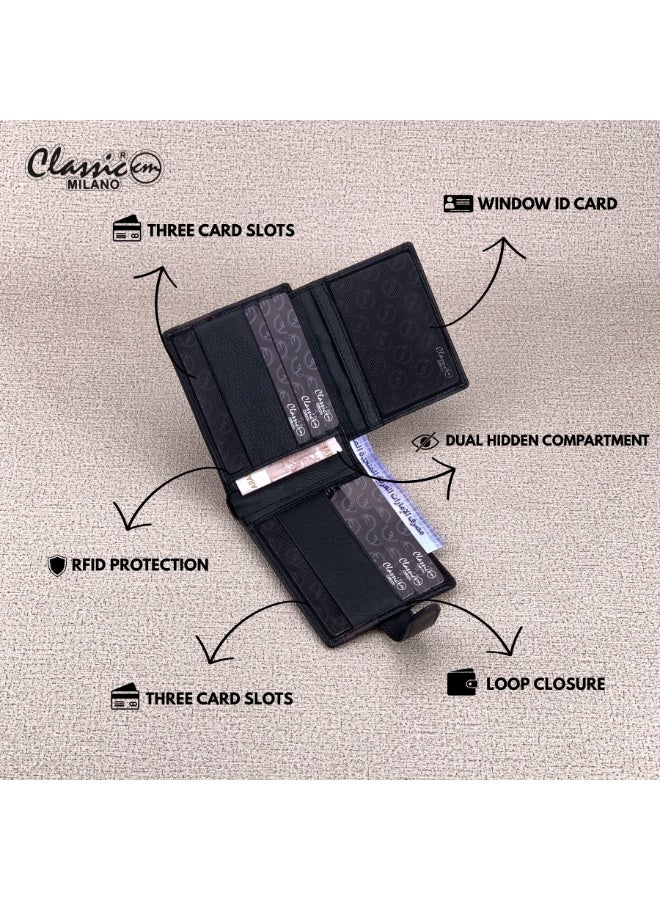 Classic Milano Genuine Leather Wallet for Men – Slim Bifold Men’s Wallet with RFID Blocking, Multiple Card Slots – Stylish Mens Purse Wallets Gift for Husband, Father - Image 3