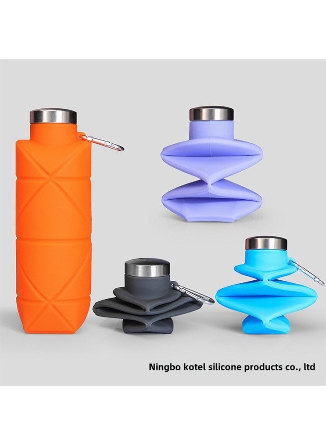 Outdoor Riding Water Cup Portable Retractable Folding Silicone Sports Kettle High Temperature Resistant Water Bag Gift Cup Wholesale-Color:[folding Model B] Black-Capacity:700ml/500ml  - Image 1