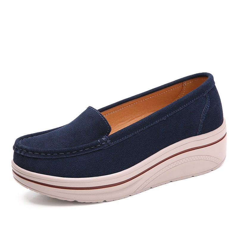 Cross-border plus size suede leather women's shoes platform shoes teenagers girls platform heightening shoes genuine leather mother shoes nurse shoes - Image 1
