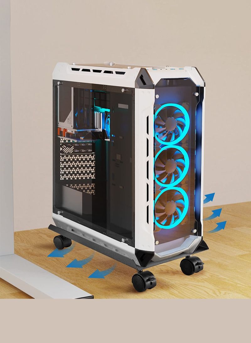 Flash Hawk Computer Tower Stand CPU Holder with Rolling Caster Wheels for Office Home - Image 5