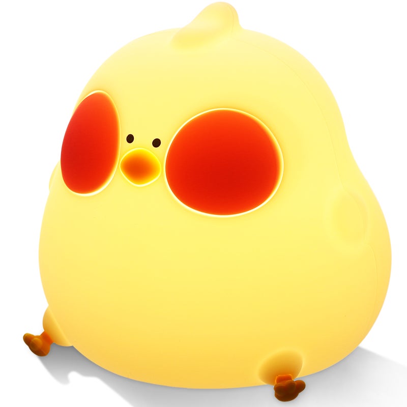 Cute Chicken Night Light Silicone Chick Bedside Nursery Lamp RGB Color Changing Nightlight Dimmable Rechargeable Tap Control for Baby Girls Boys Women Bedroom - Image 1