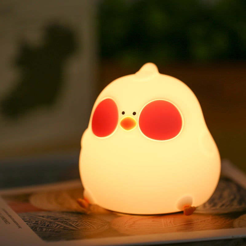 Cute Chicken Night Light Silicone Chick Bedside Nursery Lamp RGB Color Changing Nightlight Dimmable Rechargeable Tap Control for Baby Girls Boys Women Bedroom - Image 3