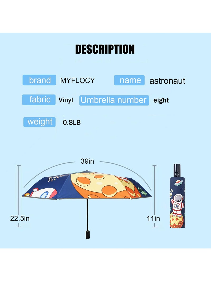 مظلة سفر للأطفال برسوم كرتونية، تفتح وتغلق تلقائيًا، حماية من الأشعة فوق البنفسجية، تصميم مضغوط ومتين للأولاد والبنات، شريط عاكس للسلامة - Image 4
