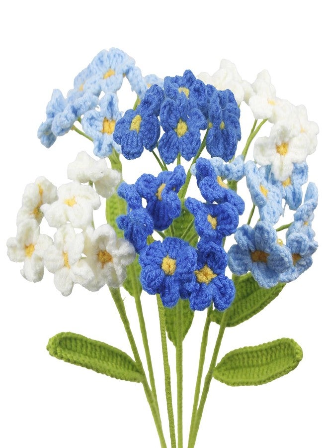 GhuaH 6 Pcs Crochet Flowers Bulk Forget Me Not Crochet Flower Gifts Blue Handmade Crocheted Flowers Bouquet DIY Home Decor for Mother's Day Birthday Wedding Women Moms Wives Friends - Image 1