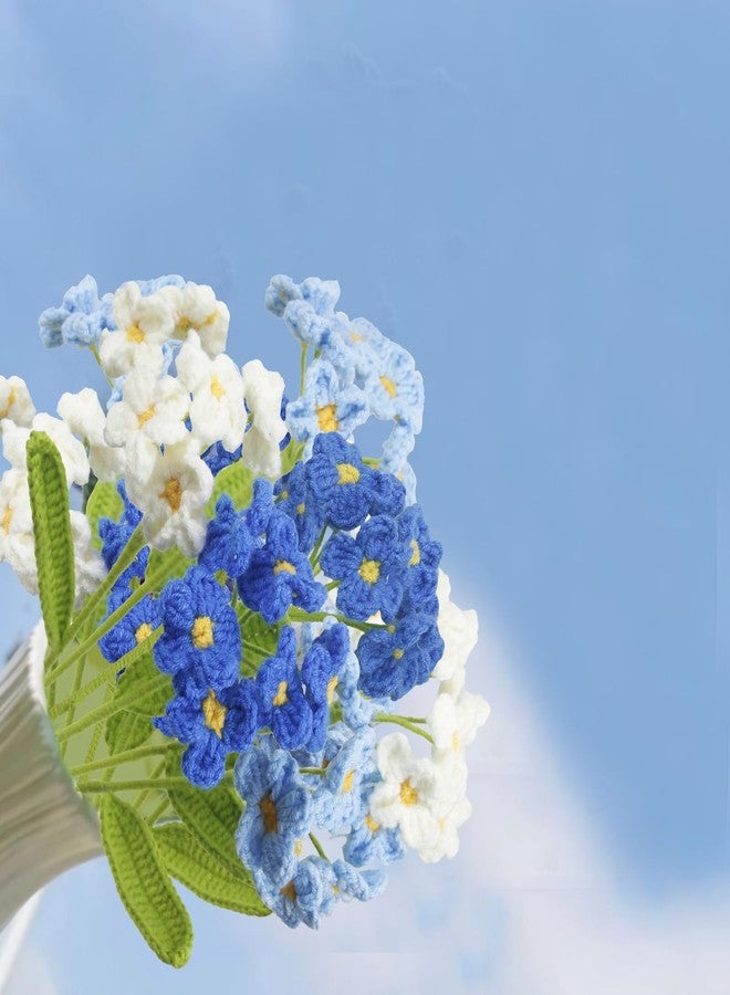 GhuaH 6 Pcs Crochet Flowers Bulk Forget Me Not Crochet Flower Gifts Blue Handmade Crocheted Flowers Bouquet DIY Home Decor for Mother's Day Birthday Wedding Women Moms Wives Friends - Image 3