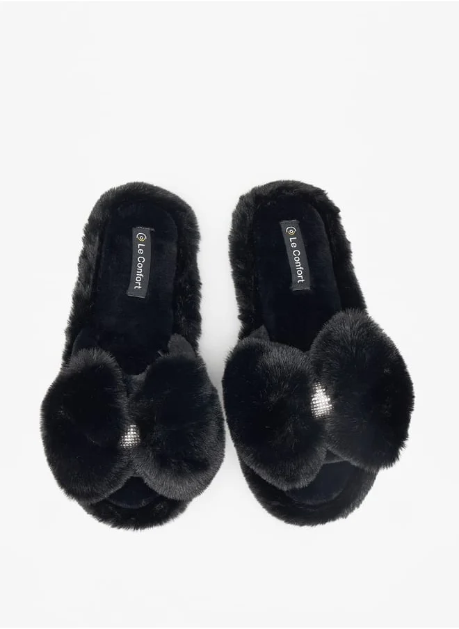 Le Confort Faux Fur Textured Bedroom Slippers