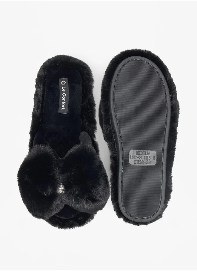 Le Confort Faux Fur Textured Bedroom Slippers