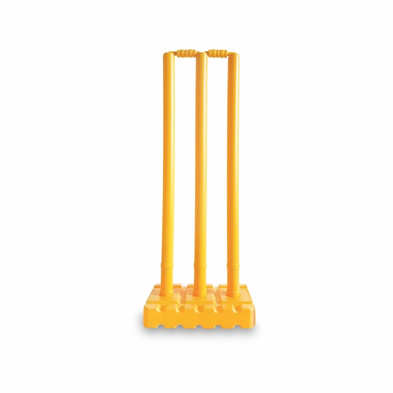 Lata Toys Powerstroke Senior Cricket Stumps Set - Full Size Plastic Wickets with Bails & Solid Base, Ideal for Kids (Age 8+), Adults, Perfect for Training, Gully & Club Cricket (Pack of 3 Stumps) - Image 1