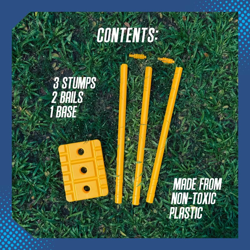 Lata Toys Powerstroke Senior Cricket Stumps Set - Full Size Plastic Wickets with Bails & Solid Base, Ideal for Kids (Age 8+), Adults, Perfect for Training, Gully & Club Cricket (Pack of 3 Stumps) - Image 3