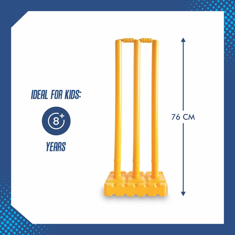 Lata Toys Powerstroke Senior Cricket Stumps Set - Full Size Plastic Wickets with Bails & Solid Base, Ideal for Kids (Age 8+), Adults, Perfect for Training, Gully & Club Cricket (Pack of 3 Stumps) - Image 2