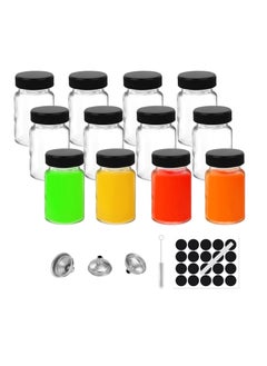 SKYLINK 12Pack 2oz Glass Jars with Lids – Small Reusable Containers for Kitchen, Spices, DIY, Crafts, and Storage – Includes Stainless Steel Funnels, Labels, Brush & Marker  - Image 1