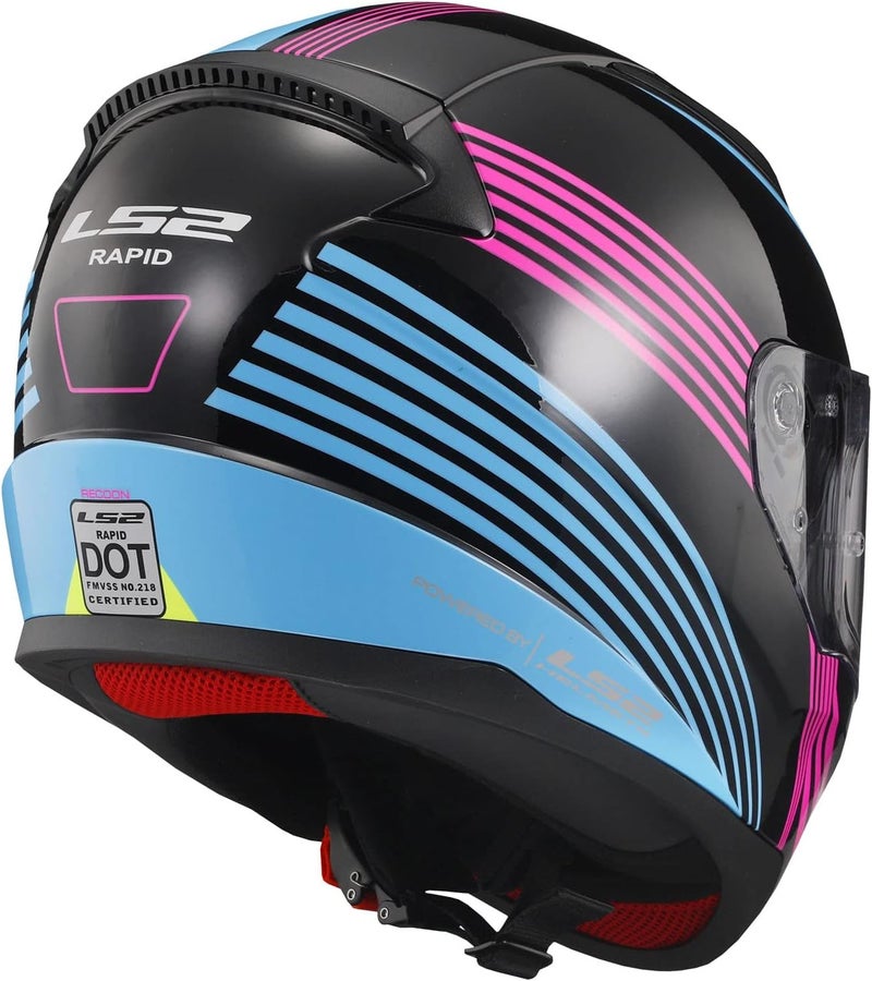 LS2 Helmets Full Face Rapid Rad Street Helmet - Matte Light Blue/Pink (3X-Large) - Image 2