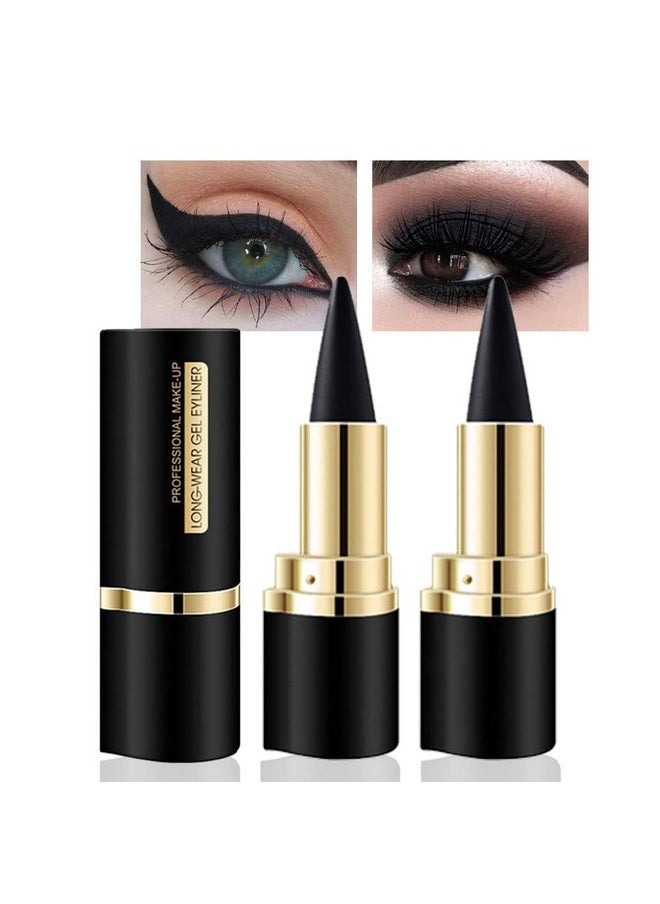 AMY'S DIARY - 2Pcs Black Gel Eyeliner Pencil Set,Natural Cream Eye Liner Waterproof Smudge Proof,Cat Eye Black Smokey Eyeshadow Stick Crayon,Goth Halloween Makeup,Delineador De Ojos Contra El Agua - Image 1