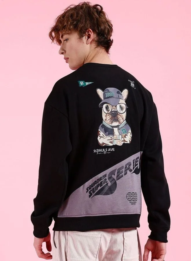 The Indian Garage Co  The Indian Garage Co Men Oversized Fit Placement Print Crew Neck Full Sleeves Sweatshirt  | Best Price UAE