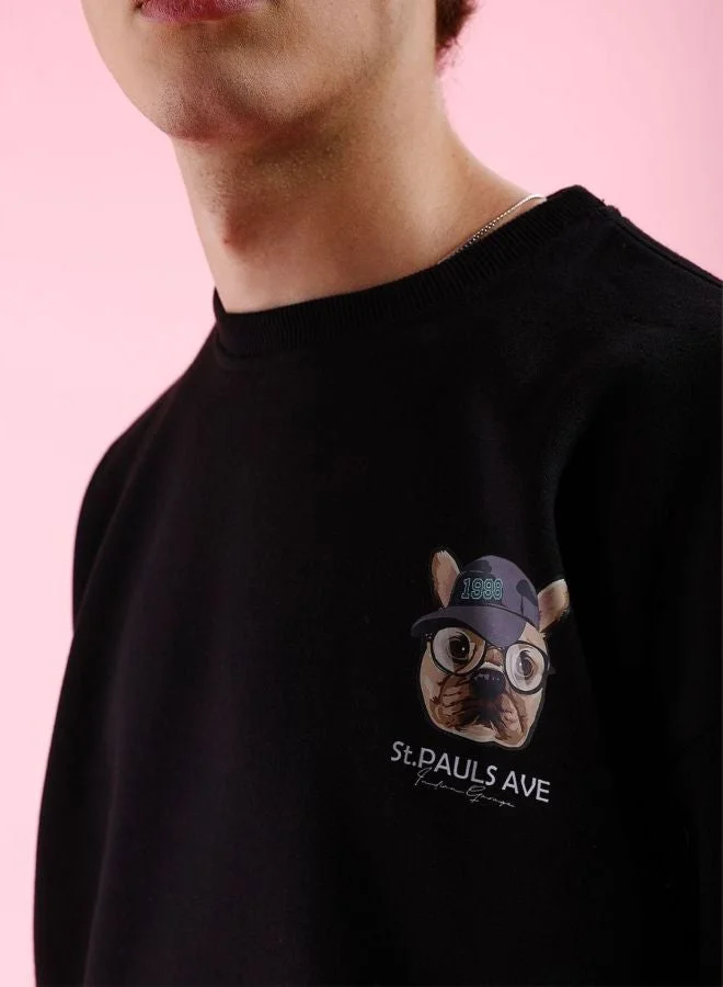 The Indian Garage Co  The Indian Garage Co Men Oversized Fit Placement Print Crew Neck Full Sleeves Sweatshirt  | Best Price UAE