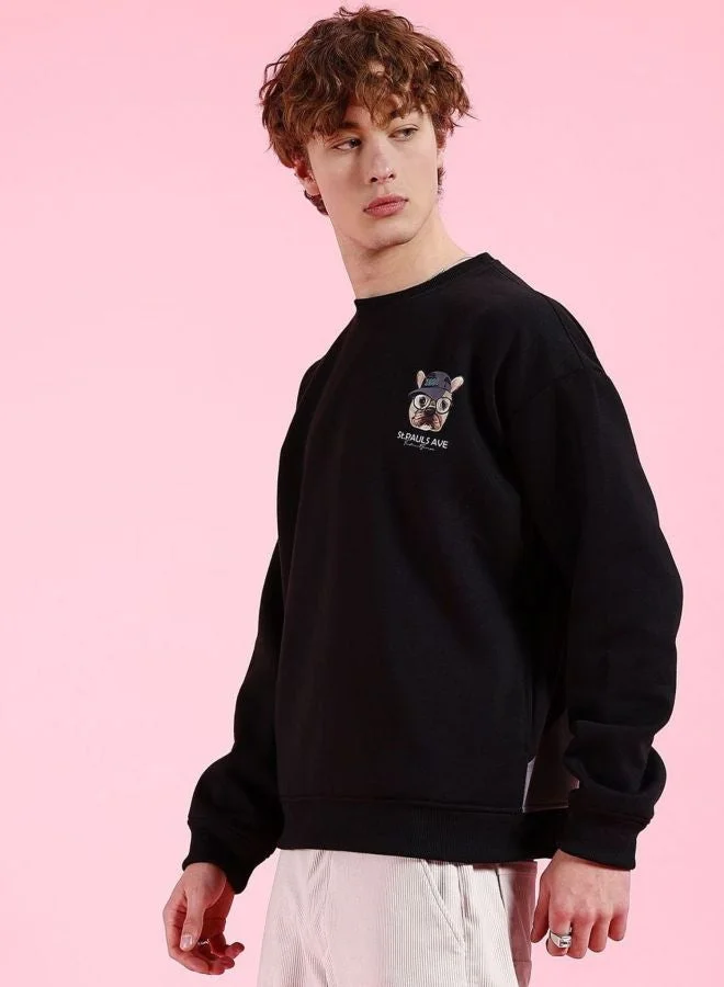 The Indian Garage Co Men Oversized Fit Placement Print Crew Neck Full Sleeves Sweatshirt
