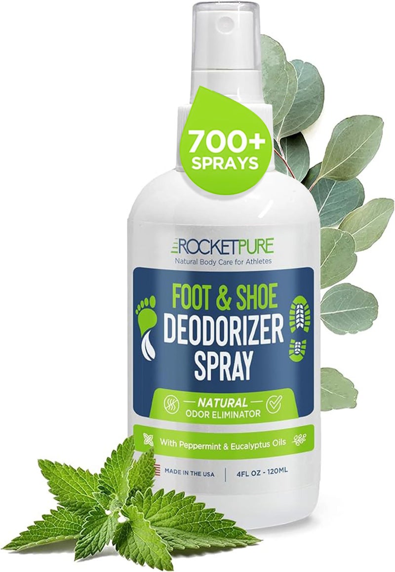 Rocket Pure Natural Foot and Shoe Deodorizer Spray, Deodorant and Odor Eliminator for Smelly Feet, Smell Remover, Formulated with Essential Oils, Made in the USA, Mint, 4 fl oz (Pack of 1) - Image 1