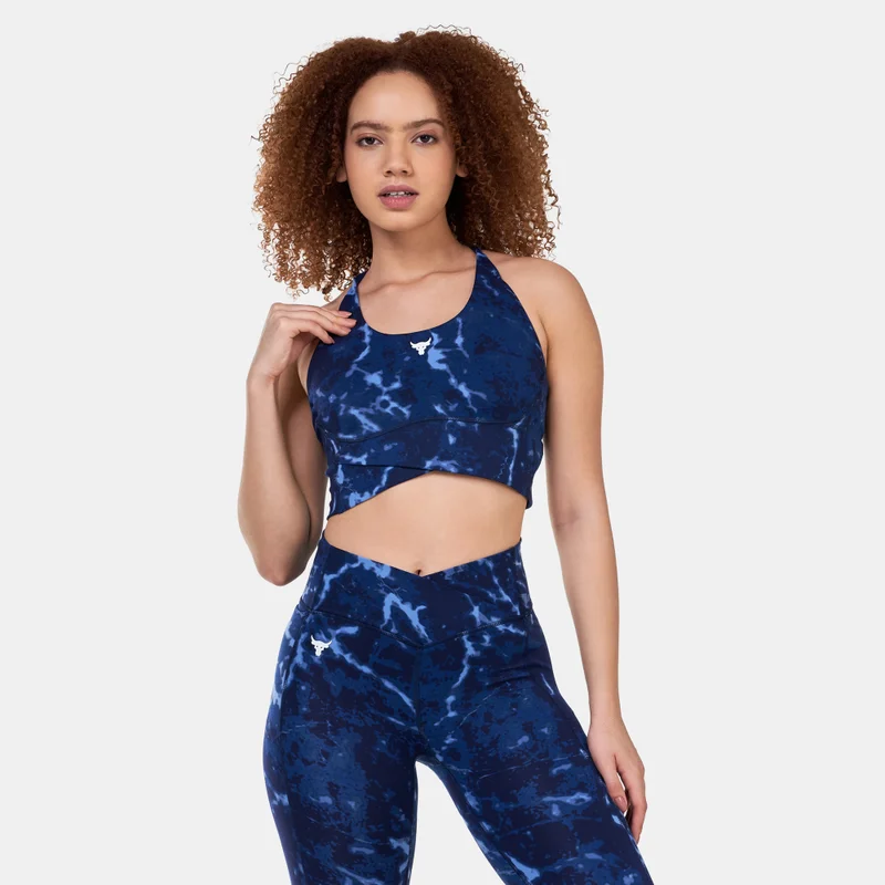 UNDER ARMOUR Women's Project Rock Lets Go Crossover Printed Sports Bra