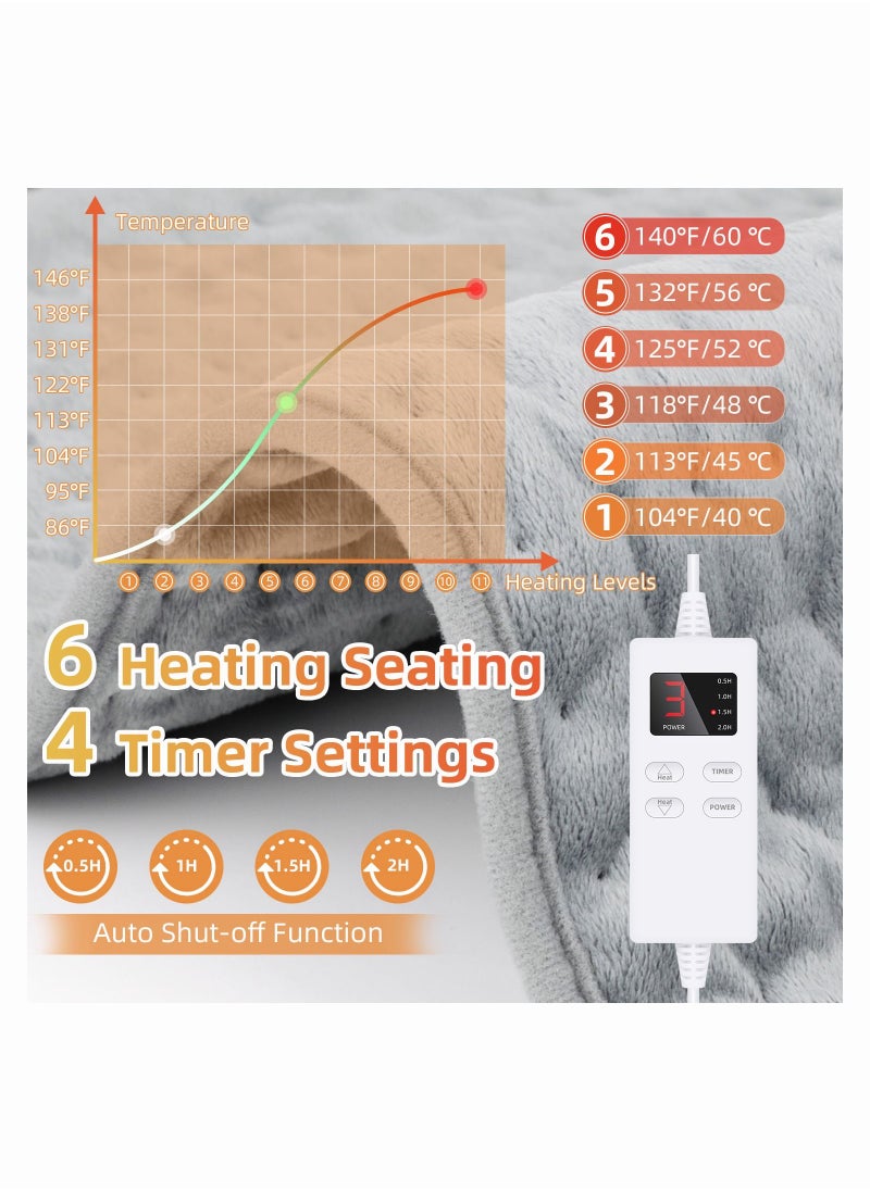 Faylor - Heating Pad Electric for Pain Relief of Back Neck and Shoulder 6 Electric Temperature Options 4 Temperature Settings Auto Shut Off (15.9 x 29.1 inches Heated Pad) - Image 1
