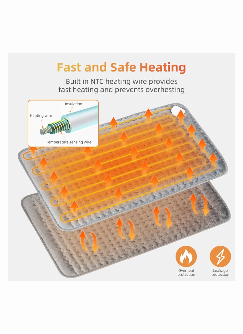 Faylor - Heating Pad Electric for Pain Relief of Back Neck and Shoulder 6 Electric Temperature Options 4 Temperature Settings Auto Shut Off (15.9 x 29.1 inches Heated Pad) - Image 1