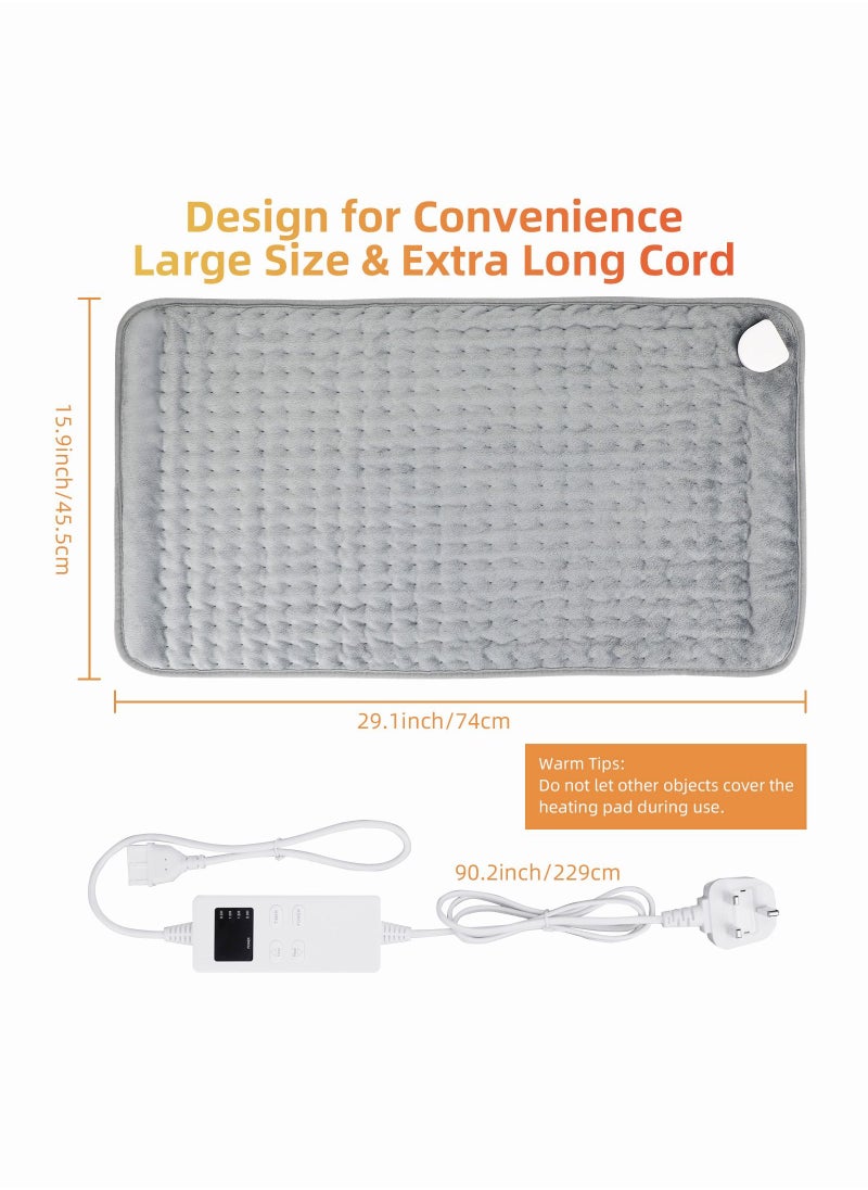 Faylor - Heating Pad Electric for Pain Relief of Back Neck and Shoulder 6 Electric Temperature Options 4 Temperature Settings Auto Shut Off (15.9 x 29.1 inches Heated Pad) - Image 1