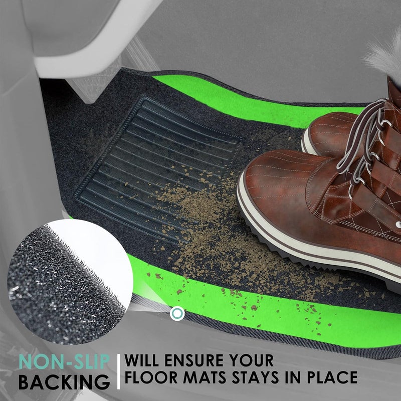 FH Group F14407GREEN Premium Full Set Carpet Floor Mat (Sedan and SUV with Driver Heel Pad Green) - Image 2