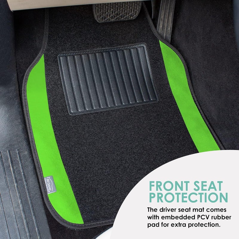 FH Group F14407GREEN Premium Full Set Carpet Floor Mat (Sedan and SUV with Driver Heel Pad Green) - Image 4