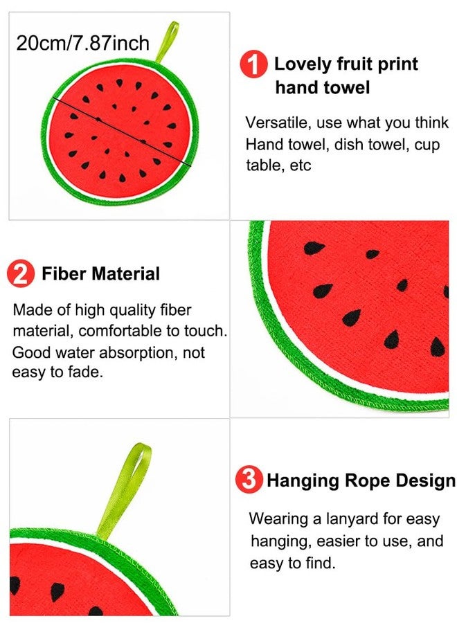 AKOAK Cartoon Fruit Pattern Towel, Hanging, Microfiber Soft Comfortable Round Printed Hand Towel, Children's Adult Bathroom Kitchen Daily Absorbent Towel, Pack of 4 - Image 5