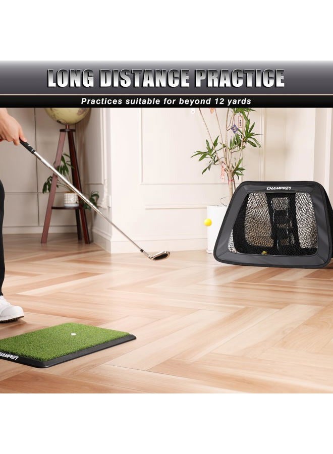 Champkey Double -Sided Golf Chipping Net with Mat and 12 Foam Balls - Professional Golf Practice Net Ideal for Indoor and Outdoor Training - Image 4