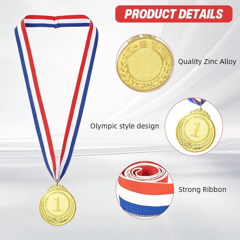 Proberos ® Gold Silver Bronze Award Medals with Ribbons - 1st, 2nd, 3rd Place Winner Medals for Sports Events, Competitions, School Awards, Party Games & Recognition Ceremonies, (Set of 3, 52mm Dia) - Image 3