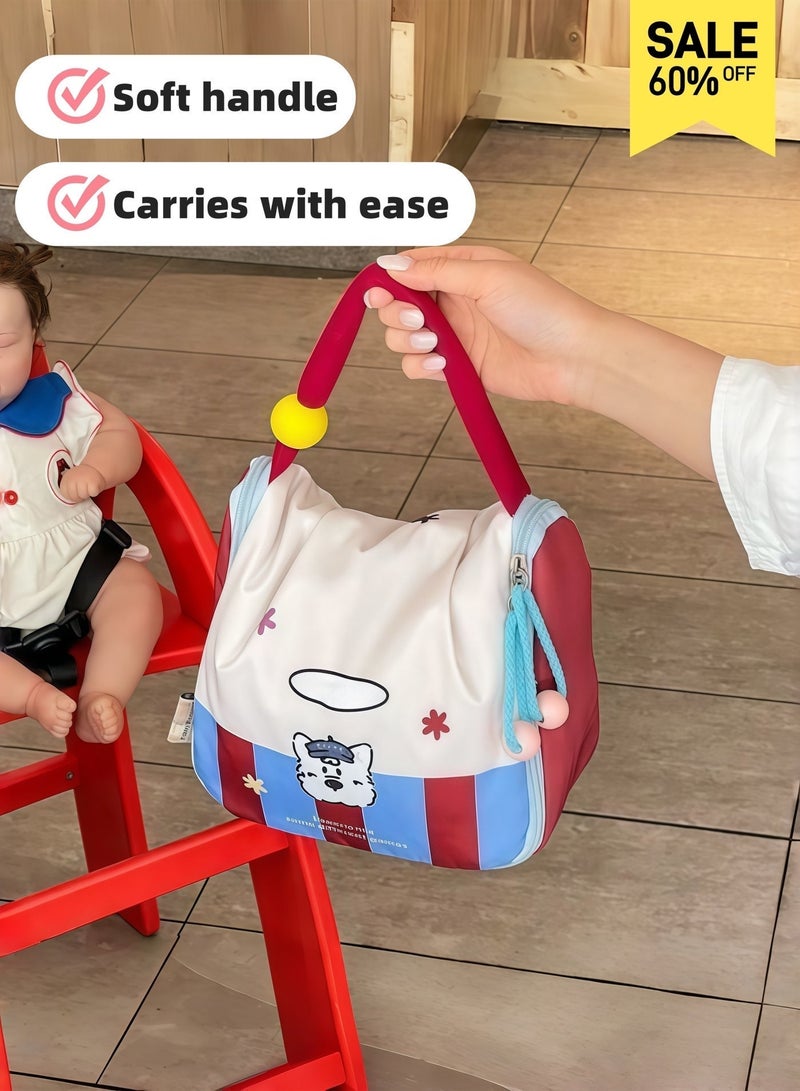 حقيبة حفاضات خفيفة الوزن للنساء - حقيبة أطفال منظمة محمولة وجميلة مع جيب معزول للزجاجة، وسادة تغيير، أحزمة عربة الأطفال، مقبض ناعم للسفر والمستشفى والخروج اليومي - باللون الأحمر - Image 1