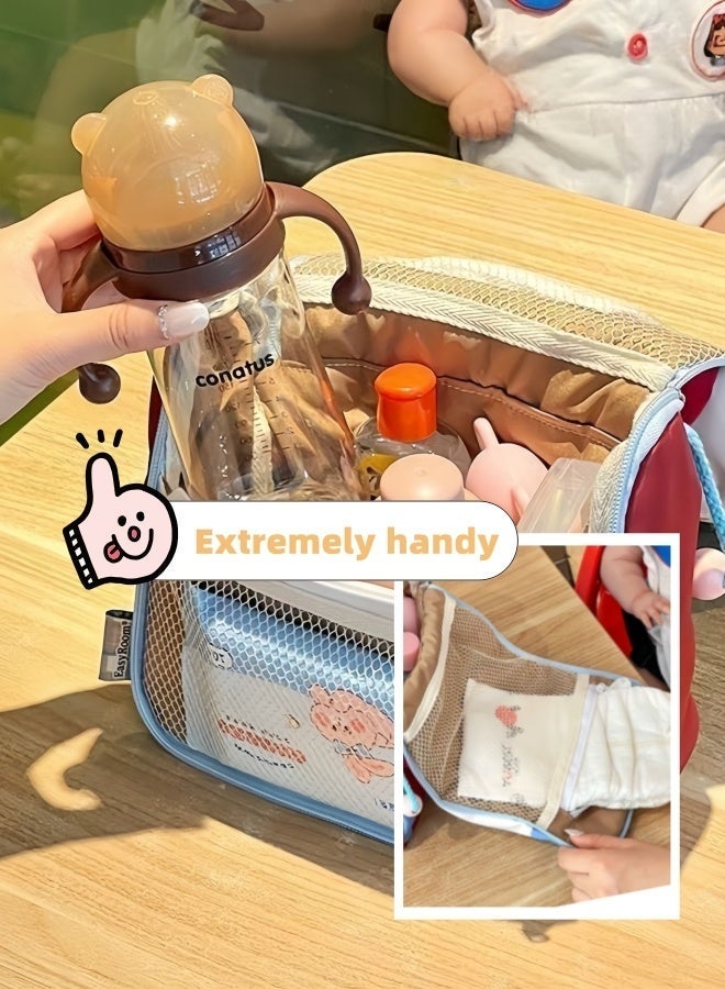 حقيبة حفاضات خفيفة الوزن للنساء - حقيبة أطفال منظمة محمولة وجميلة مع جيب معزول للزجاجة، وسادة تغيير، أحزمة عربة الأطفال، مقبض ناعم للسفر والمستشفى والخروج اليومي - باللون الأحمر - Image 2