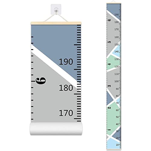 LoveNite Baby Growth Chart, Height Wall Chart for Kids, 79 x 7.9in Wooden Frame Canvas Measurement Hanging Ruler for Child’s Room Decoration (Grey) - Image 1