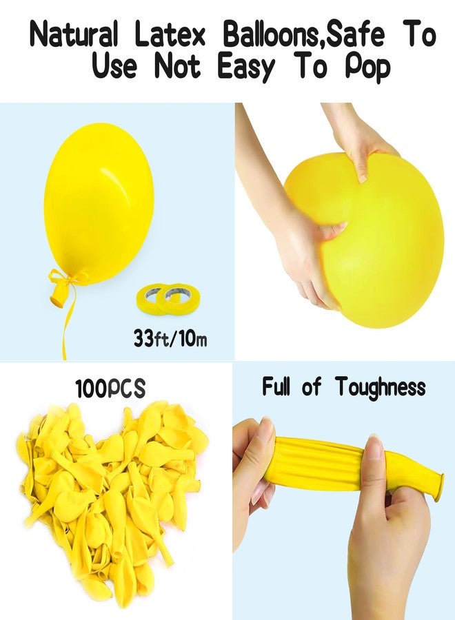 EMART 100pcs Yellow Balloons 12 Inch with Ribbon, Latex Helium Quaility for Birthday, Wedding, Baby Shower, Graduation, Christmas Decor - Image 3