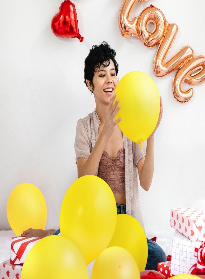 EMART 100pcs Yellow Balloons 12 Inch with Ribbon, Latex Helium Quaility for Birthday, Wedding, Baby Shower, Graduation, Christmas Decor - Image 5