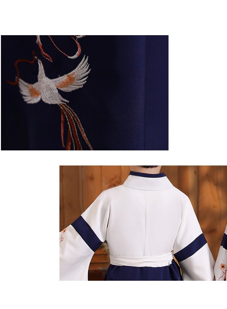 Retro Chinese Hanfu Dress Imitation，Embroidered Han Dynasty Clothes, Suitable For Boys And Girls，Ancient Costume Performance Costumes With Ancient-Style Folding Fans - Image 5