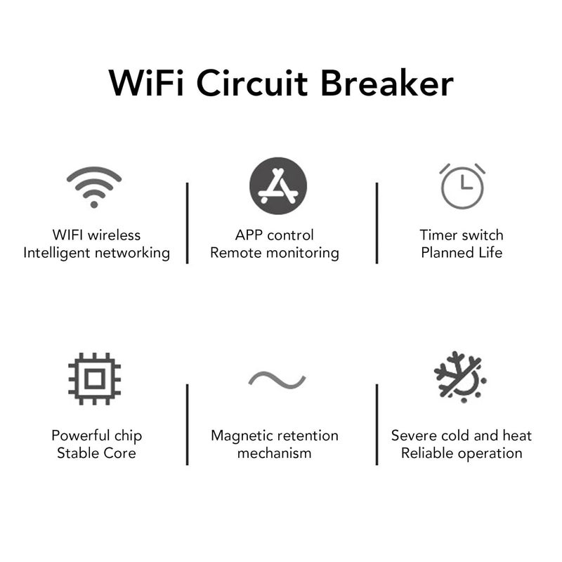 خصائص فيزيائية وكيميائية مستقرة قاطع دائرة السكك الحديدية DIN الذكي Wi-Fi، مفتاح تشغيل/إيقاف مؤقت، تحكم صوتي عبر التطبيق، مفتاح طاقة AC90-300V يزيد كفاءة التخزين جوي وبري تصميم حسب الحاجة العامة - Image 2