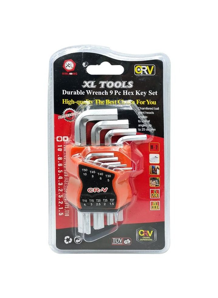 Chromium-Vanadium Allen Key Set Professional Repair Tools Set Hex Key Set -9Pcs
