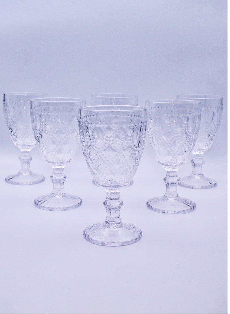 طقم كؤوس زجاجية، مجموعة من ستة، كوب شفاف بارز على شكل ماسة، يمكن استخدامه لشرب الماء والقهوة والشاي والعصير والحليب، 300 مل - Image 4