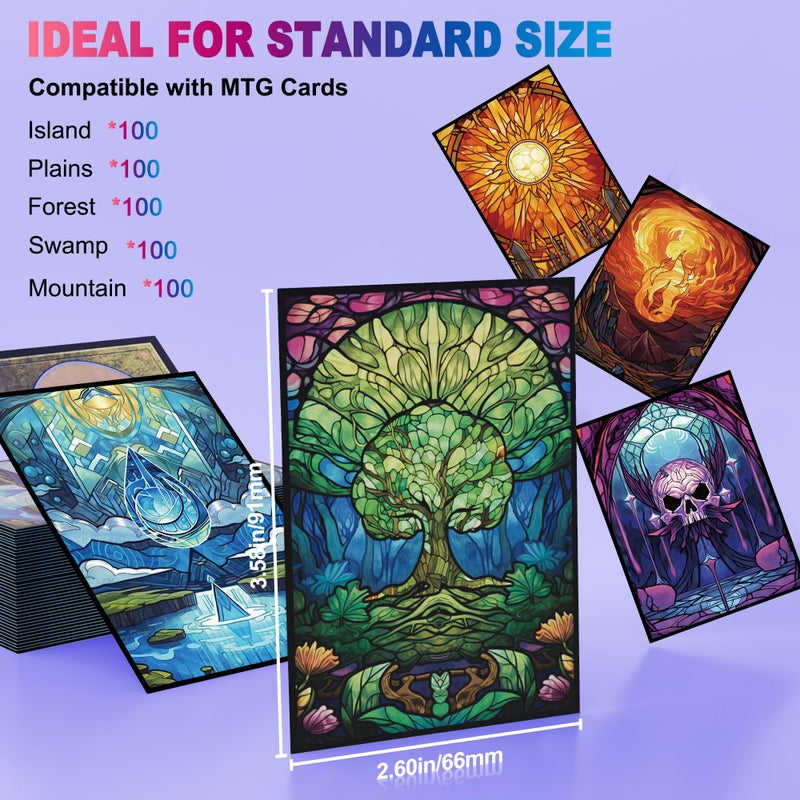UAONO MTG Card Sleeves 500ct - Five Colors - Art Card Sleeves Deck Protector, Clear Front & Matte Textured Back, Sleeves for Magic The Gathering - Image 4
