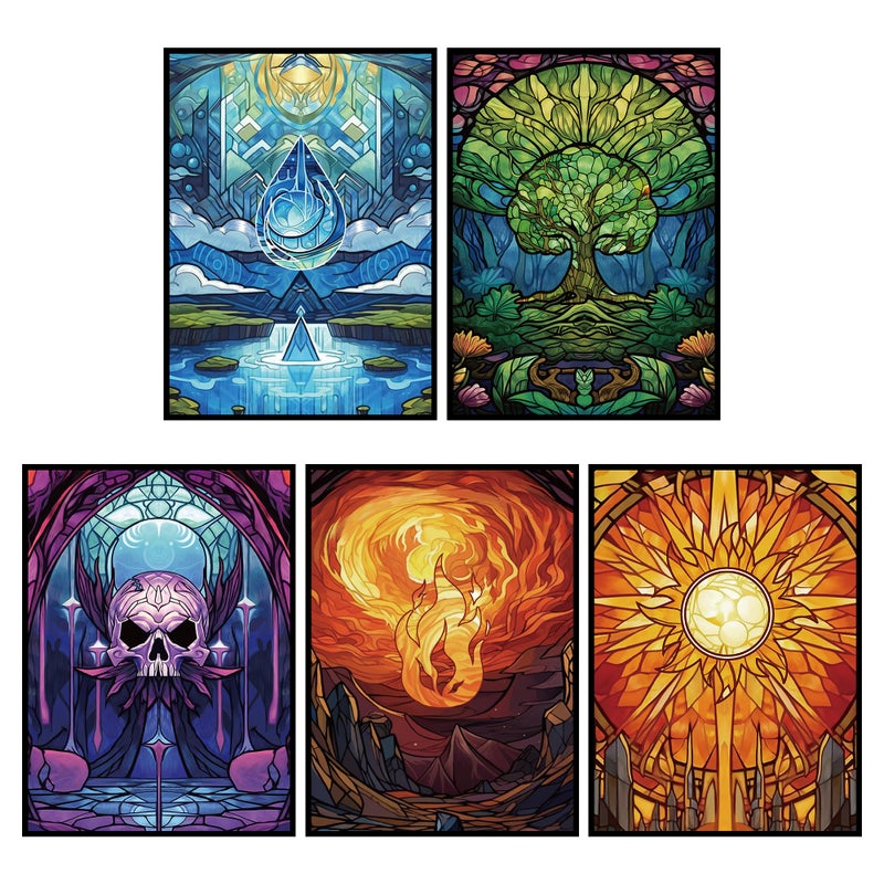UAONO MTG Card Sleeves 500ct - Five Colors - Art Card Sleeves Deck Protector, Clear Front & Matte Textured Back, Sleeves for Magic The Gathering - Image 1